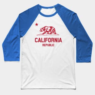 California Republic 'bear flag revolt' - red print Baseball T-Shirt